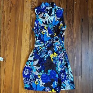 Trina Turk patterned floral wrap dress Retro Trina Trendy V I N T A G E Style